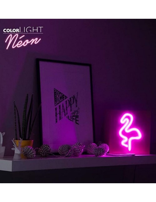 BigBen - Enceinte Neon Bois avec induction - Flamingo - taille L  - 2