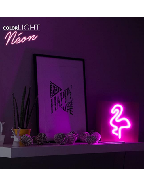 ColorLight - Enceinte Neon Bois - Flamingo - taille S  - 3