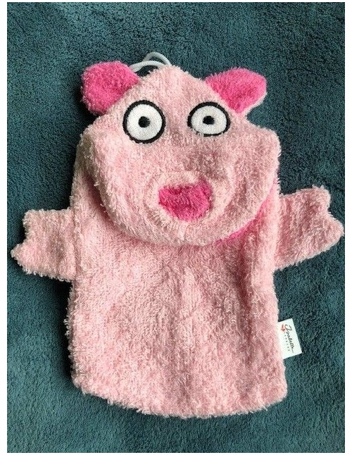 Gant de toilette marionnette "Cochon" de chez  ISABELLE LAURIER  - 1